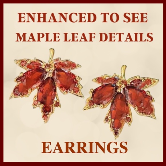 Red Maple Leaf Retro Stud Earrings New With Tags - Sealed in Manufacturer Bag - Picture 2 of 6